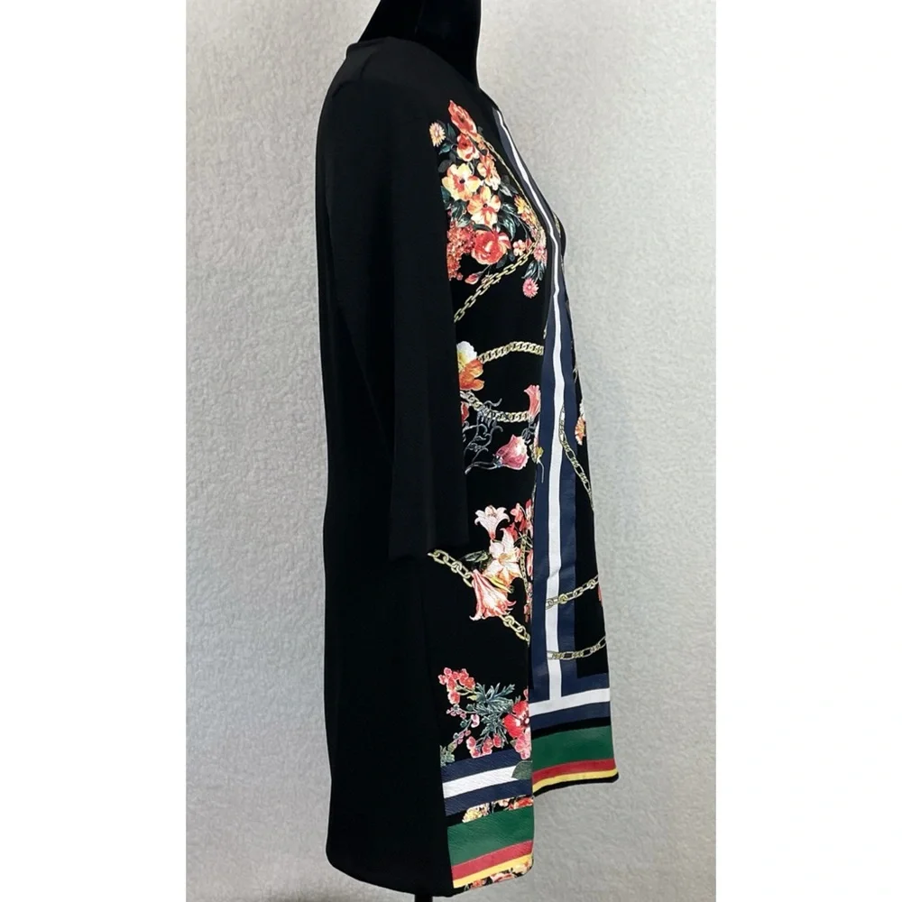ZARA • Black/Multi Floral and Chain Print Mini Dress, S - Picture 6 of 14